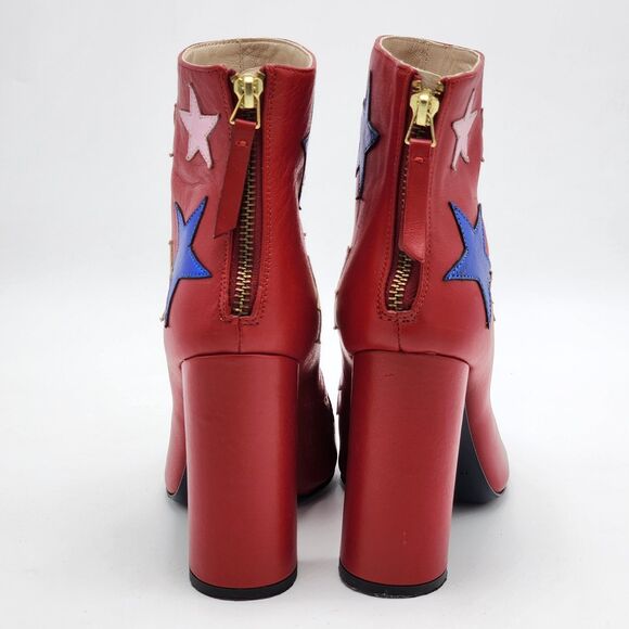 Tommy Hilfiger Metallic Stars Peep Toe Booties Red Pink Blue Gold Size 37 - Picture 6 of 8